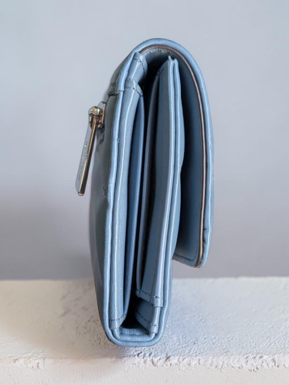 Michael Kors Jet Set Travel Large Trifold Wallet - Denim Blue (NWT) - Picture 5 of 8